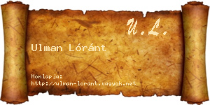Ulman Lóránt névjegykártya